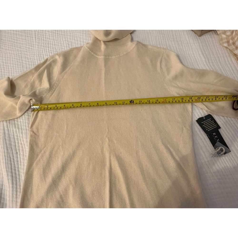 Lauren Ralph Lauren Cream Silk Cashmere Turtleneck Sweater NWT LRL Logo L - Picture 8 of 9